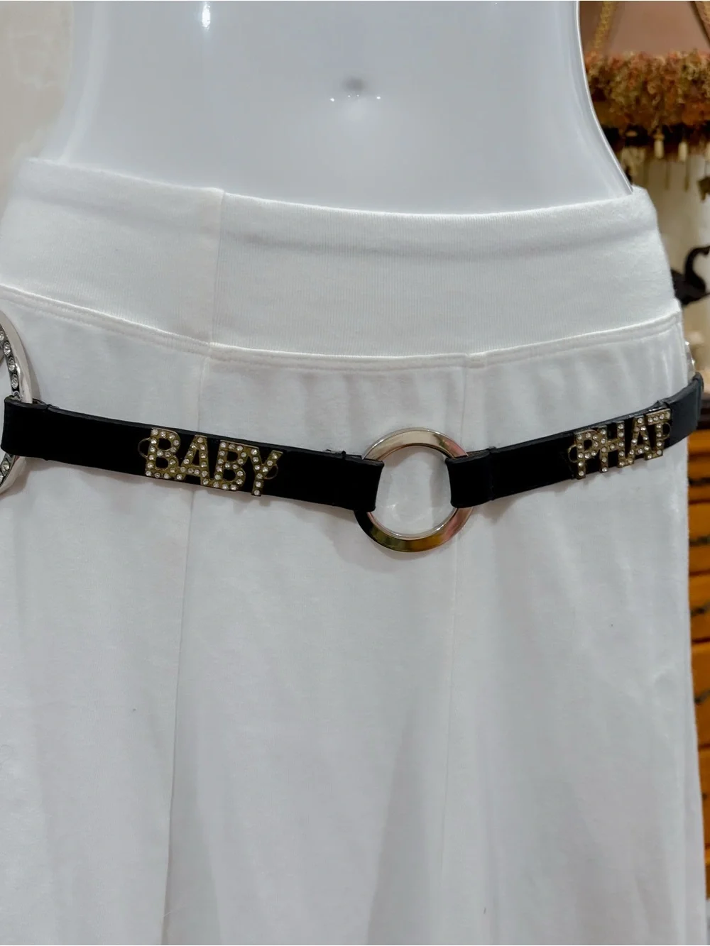 Y2K McBling glam girly baby phat rhinestone O ring belt - Picture 2 of 6
